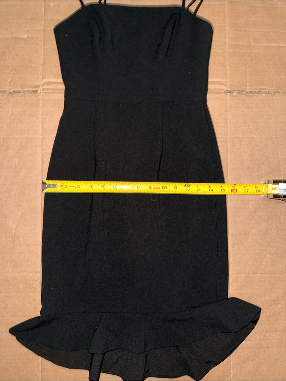 French Connection Black Dress Size 0 Spaghetti Strap Ruffle Hem Cocktail Party - Picture 6 of 9
